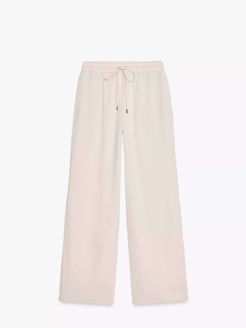 Zara Wide Leg Drawstring Pants in Beige